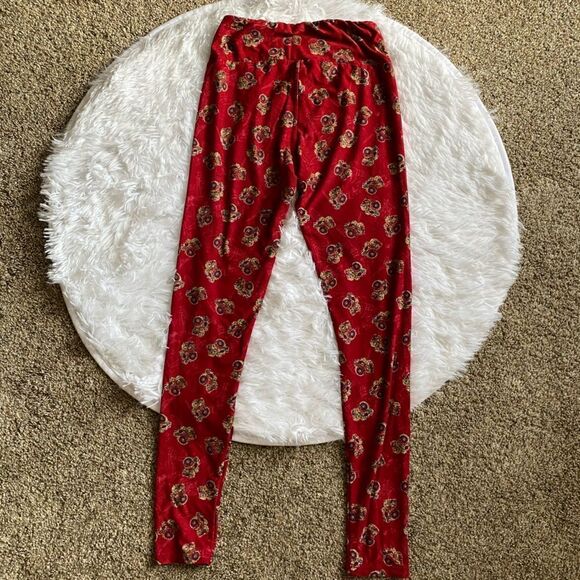 LULAROE Camera Leggings One Size Red Multicolor Photography Photographer Womens - Picture 2 of 6
